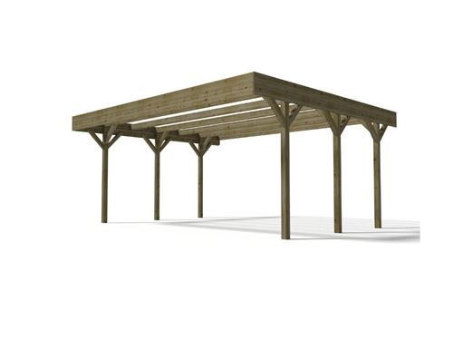 Carport Double Davos En Bois Traite Classe Iii Surface 30 6 M
