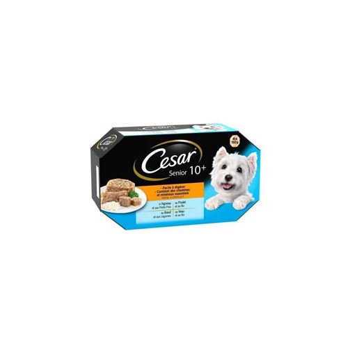 Cesar Barquettes En Gelee - 4 Varietes - Pour Chien Senior - 4 X 150 G X6