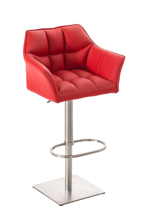 Tabouret de bar Damaso en similicuir - Piètement Tulipe Acier inoxydable - Siège Rouge
