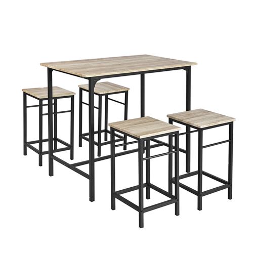 SoBuy® OGT11-N Set de 1 Table + 4 Tabourets Ensemble table de bar bistrot + 4 tabourets avec repose-pieds Table Mange-debout Table haute cuisine