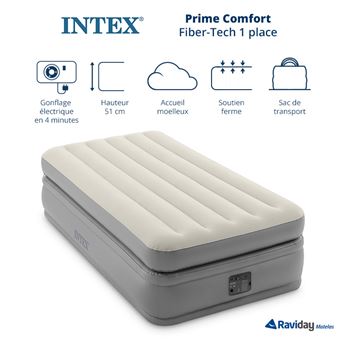 Matelas gonflable Prime Confort Fiber Tech 1 place - Intex