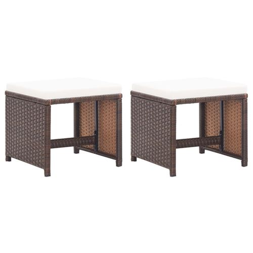vidaXL - Tabourets de jardin - Lot de 2 - Résine tressée - Marron - Image 3