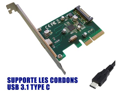 Carte Contrôleur PCIE USB 3.1 - 10GB 1 Port type C