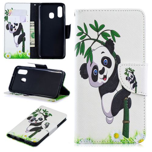 Etui en PU feuille de papier pour l'impression de motifs beau panda pour votre Samsung Galaxy A40