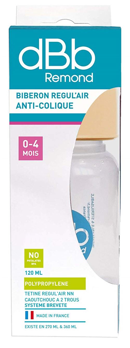 dBb Remond Régul'Air Biberon avec Tétine NN en Caoutchouc Caramel 120 ml