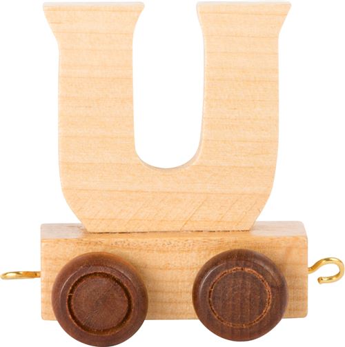 Small Foot chariot de train lettre U bois beige 5 x 3,5 x 6 cm