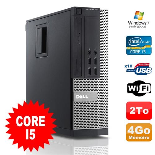 Pc dell optiplex 990 sff i5-2400 3.1ghz 4go disque 2000go dvd wifi w7