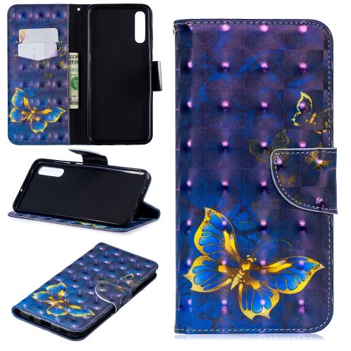 Etui en PU impression de motifs papillon bleu pour votre Samsung Galaxy A70