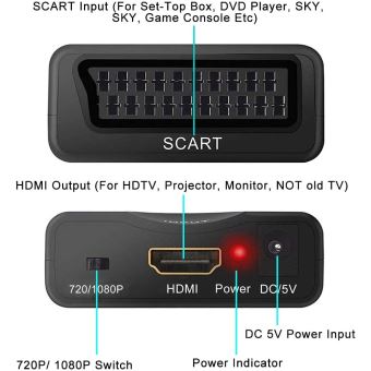 Adaptateur HDMI Peritel Convertisseur HDMI vers peritel Full HD 1080p  Convertisseur Audio vidéo pour HDTV STB