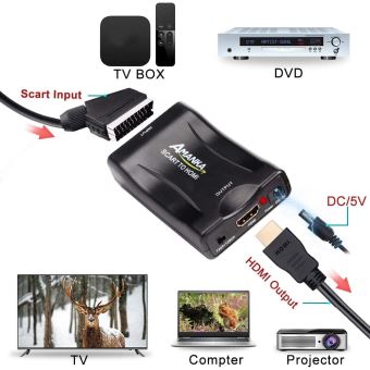 Adaptateur Péritel 1080P HD vers HDMI Convertisseur TV Vidéo Audio + Câble  DC