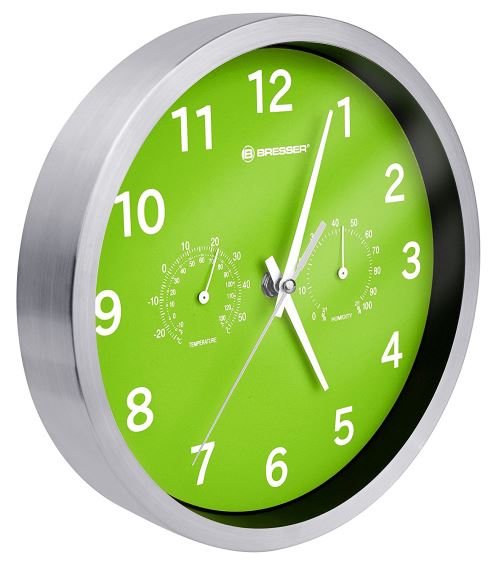 Bresser Mytime Thermo/hygro Horloge Murale En Métal, Vert