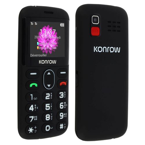Konrow Senior - Écran 2'' - Double Sim - Noir (Dock de charge Fourni)