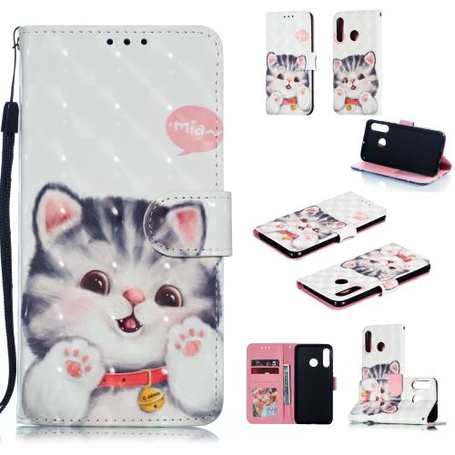 Etui en PU impression de motifs décor de points lumineux adorable chatte pour votre Huawei P30 Lite
