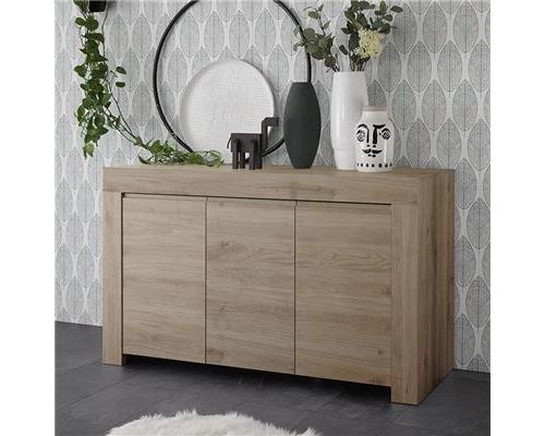Bahut 140 cm couleur chêne clair contemporain AGATHE
