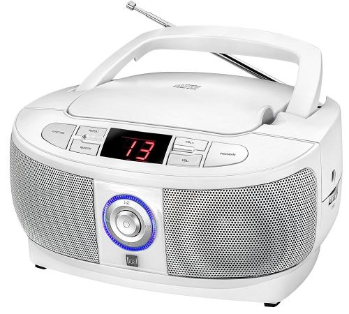 Dual P 49–1 Boombox avec lecteur CD (Radio FM, écran LED, alimentation réseau ou piles)