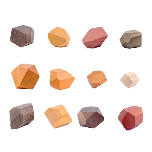 Pierre en bois pour enfants bloc de construction jouet créatif jeu d'empilage arc-en-ciel 12PC - Multicolore