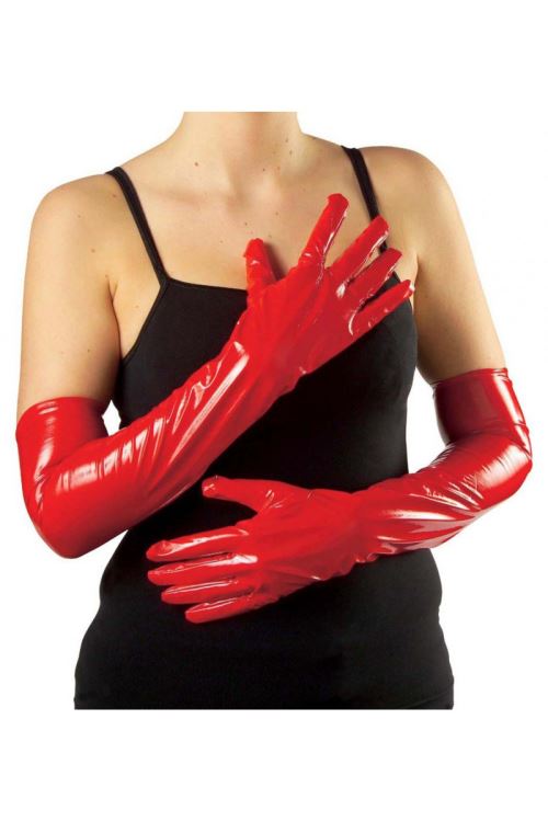 Gants vinyle 56 cm rouge