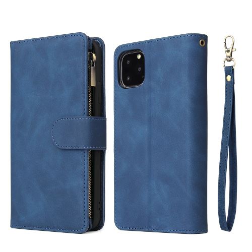 Etui en PU poche à fermeture éclair bleu pour votre Apple iPhone 11 Pro Max 6.5 pouces