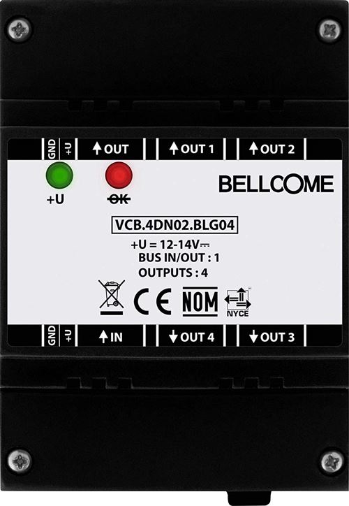 Bellcome IP-Video-Türsprechanlage Kabelgebunden Verteilerbox VCB.4DN02.BLG04 noir