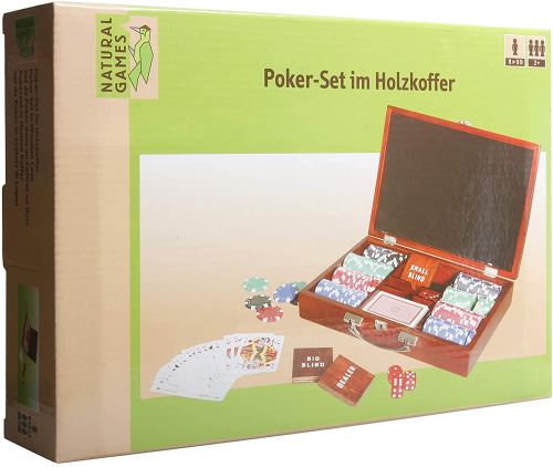 VEDES Großhandel GmbH - Ware 62508566 Natural Games Set de Poker dans Un Coffret en Bois Multicolore