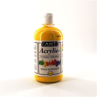 Peinture Acrylique Noire AMT - 500 Ml En Bouteille - Neuf, Parfaite Pour Artistes Et Bricoleurs