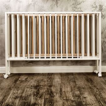 Lit bébé à barreaux pliable 60x120 cm en hêtre massif blanc - Lit enfant -  Achat & prix