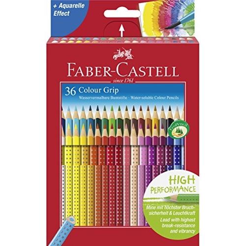 Faber-castell 112442-36 crayons de couleur colour grip, étui en carton