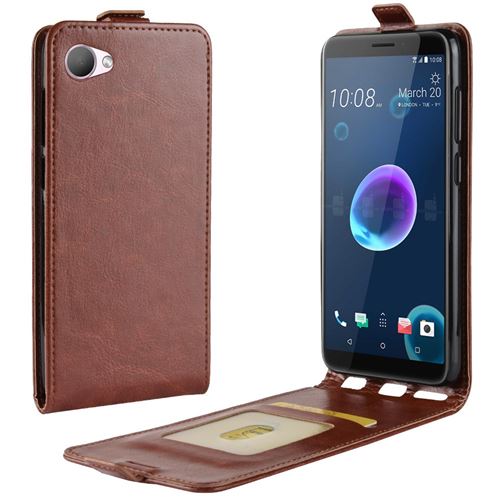 Etui en PU flip vertical marron pour votre HTC Desire 12