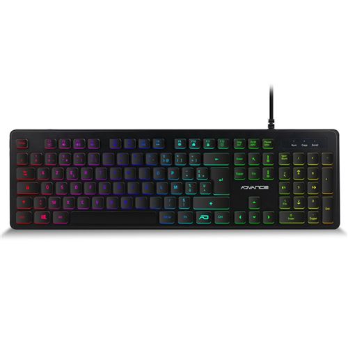 Clavier gamer ultra plat rétro éclairé RGB - Touches silencieuses