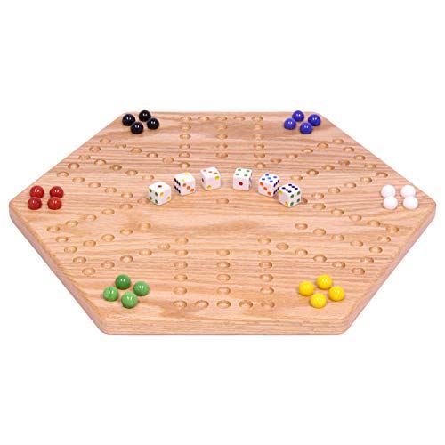 AmishToyBox.com Solid Oak Wooden Double-Sided Aggravation (Wahoo) Marble Game Board Set 16 Wide Unpainted
