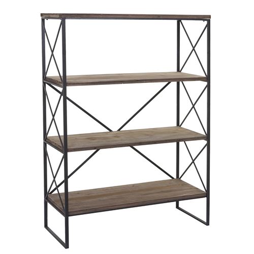 Étagère MENDLER HWC-C10, bois naturel, métal 4 étages, 142x100cm
