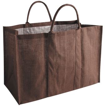 Panier à bûches jute plastifiée marron Aubry Gaspard SBU1070 - 1
