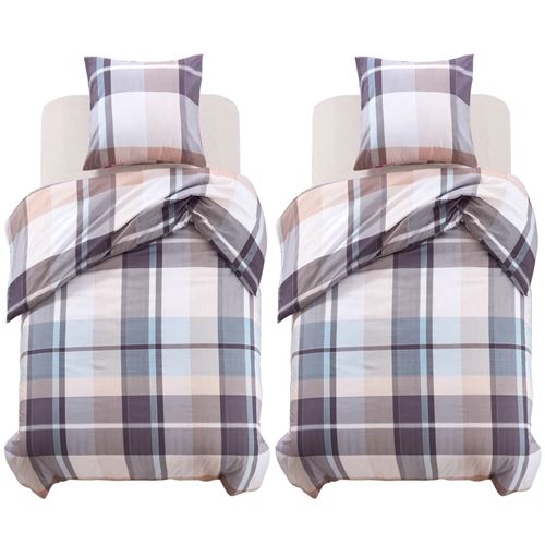vidaXL Jeu de housse de couette 4 pcs Carreaux Kaki 155x200 / 80x80 cm