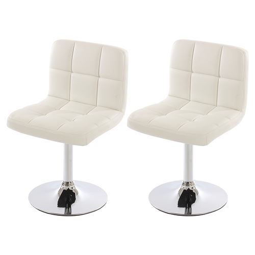 Lot de 2 chaises de salle à manger Kavala, pivotante, similicuir, blanc