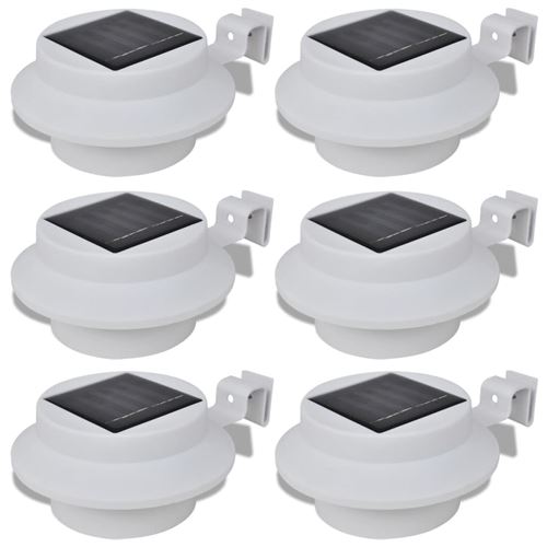 Lampe solaire 3 LED pour clôture / gouttière / jardin Blanc 6 pcs