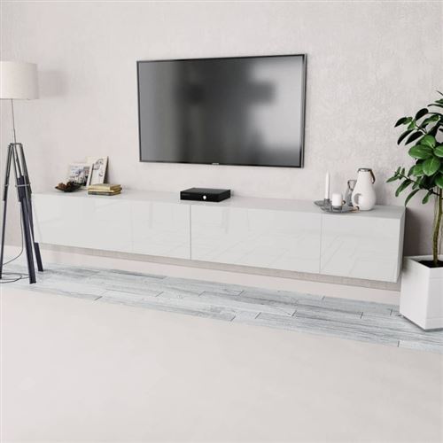 vidaXL Meuble TV 2 pcs Aggloméré 120 x 40 x 34 cm Blanc brillant