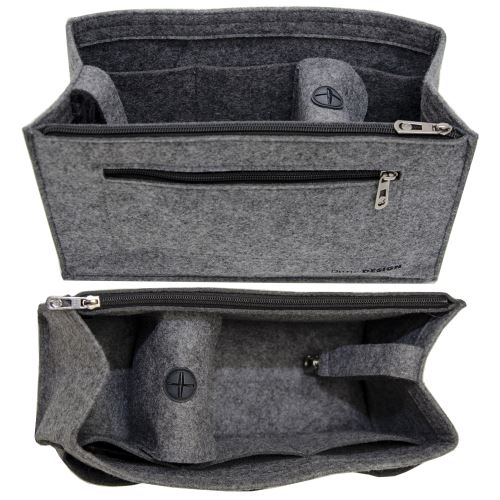 Organiseur Sac à Main 30x12x17cm Insert Feutre L Poche Intérieure Pochette Gris