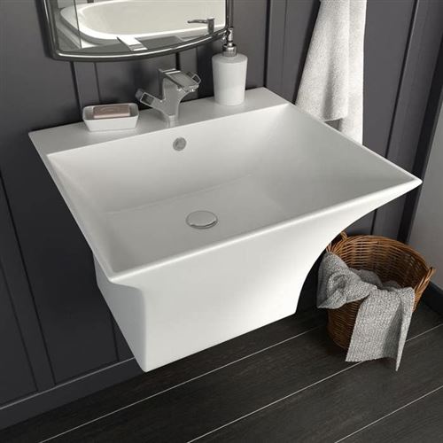 Lavabo mural C&eacute;ramique Blanc 500 x 450 x 410 mm