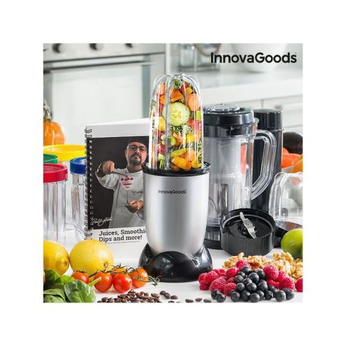 Centrifugeuse en Verre avec Livre de Recette One Touch InnovaGoods 250W Gris