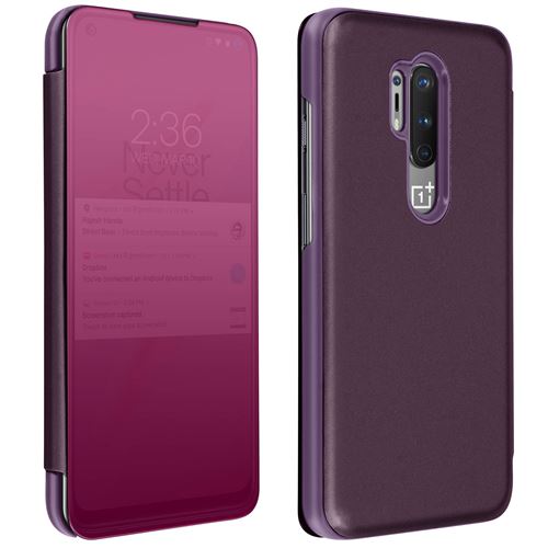 Housse OnePlus 8 Pro Étui Clapet translucide Design Miroir Support Vidéo violet