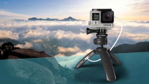 Fotopro - Trepied de table Powerbank - X-POD Noir + Kit Accessoires adaptateur Smartphone SJ-15 et Action Cam GA-1