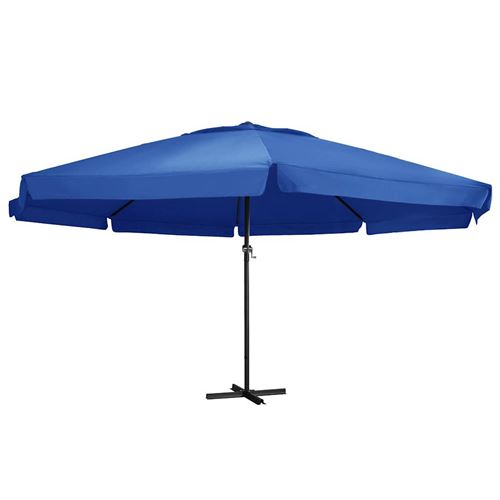 Parasol d'ext&eacute;rieur avec m&acirc;t en aluminium 600 cm Bleu azur&eacute;