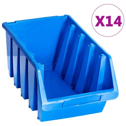 VidaXL Bacs de rangement empilables 14 pcs bleu plastique