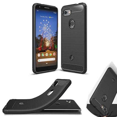 Coque brossée noire Google Pixel 3A XL Carbon Fiber Antichoc - Accessoires Pochette Case