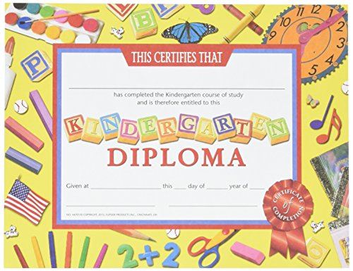 HAYES SCHOOL PUBLISHING VA703 Kindergarten Diplomas Certificate, 8-12 x 11 Size, Paper, 0.1 Height, 8.4 Width, 10.8 Length, Paper (Pack of 30)