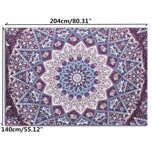 Mur tapisserie Mandala indien Hanging Throw Gypsy Dorm Mat Décor Couvre-lit Couverture # 17 éléphant (145 * 145cm)