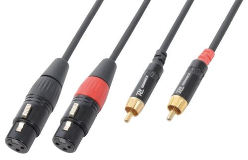 Pd Connex Câble Audio Cordon 2x Xlr Femelle - 2x Rca Mâle - 6m - Idéal Pour Relier Vos Enceintes De Sonorisation