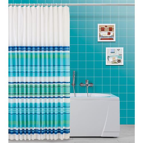 Rideau de douche en vinyle 240 x 200 cm multicolore + crochets