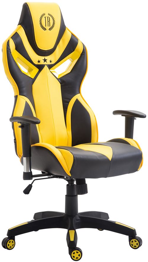 Fauteuil de bureau racing Fangio similicuir , Noir / Jaune