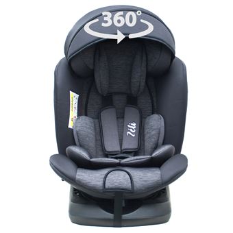 ZELI Siège-auto évolutif i-Size 360° enfants de 40 à 150 cm 0-36 kg Isofix Top Tether Noir avec canopy - 1
